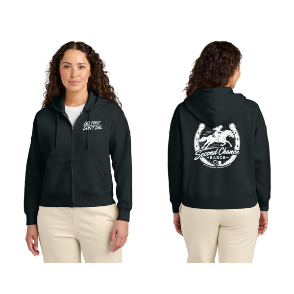 Second Chance Ranch Cropped Zip Up Sweatshirt - Ladies Thumbnail